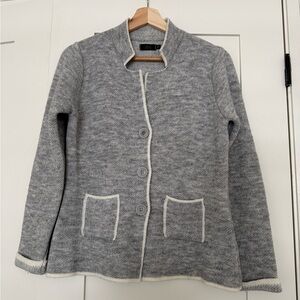Grey Italian cardigan with a blazer look - Size Small